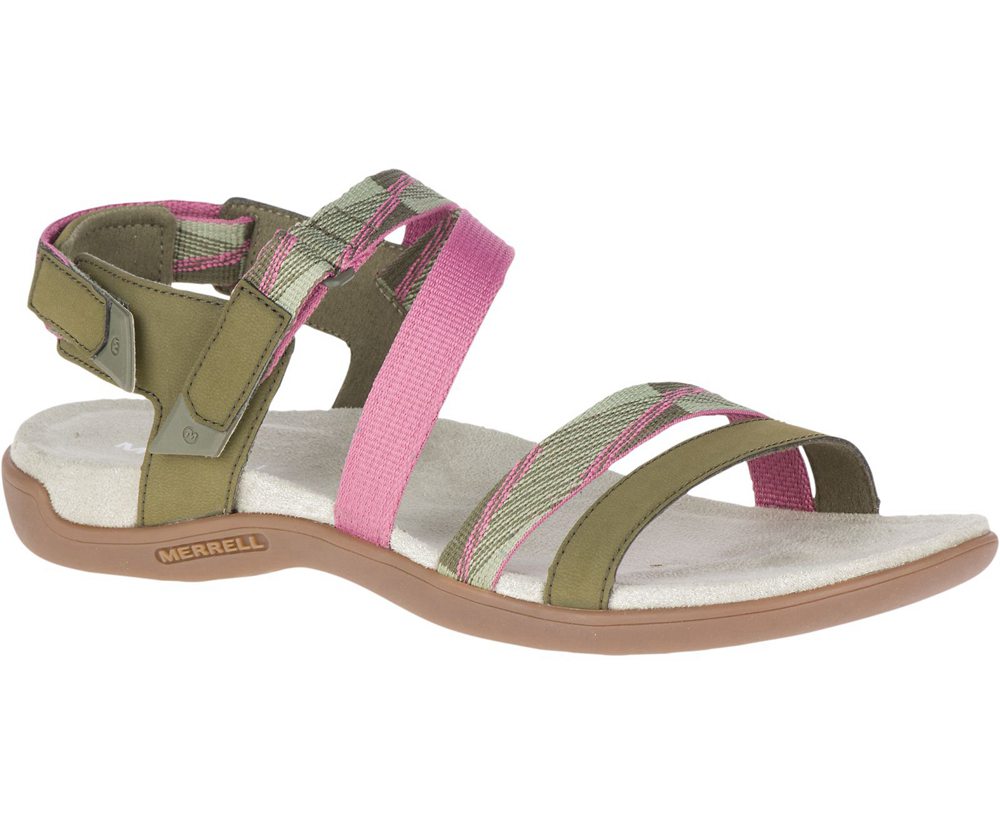 Merrell Sandals Olive - District Mendi Backstrap - Womens 01DPQXHOM